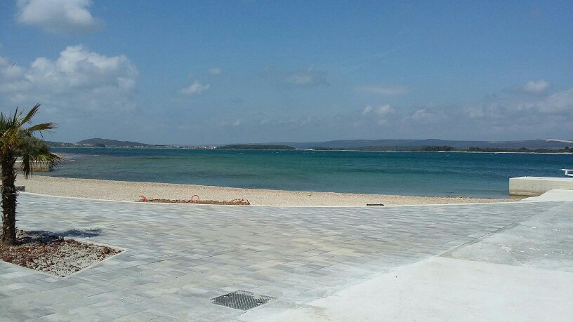 Kilátás a strandra, ami csak pár lépésre van az apartmantól.