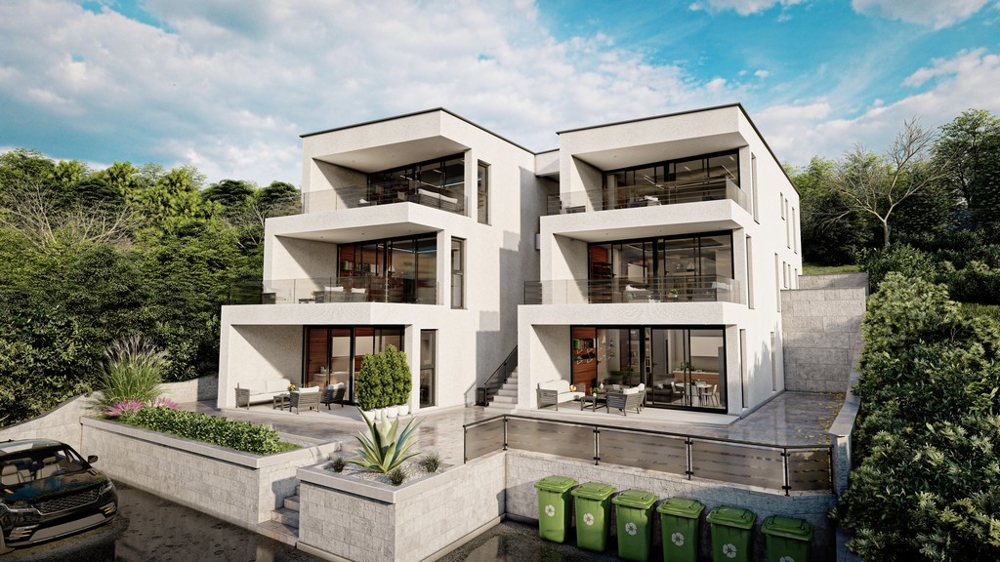 Tengerre néző kilátás az erkélyről az A2363 ingatlan első emeletén Horvátországban - Panorama Scouting.