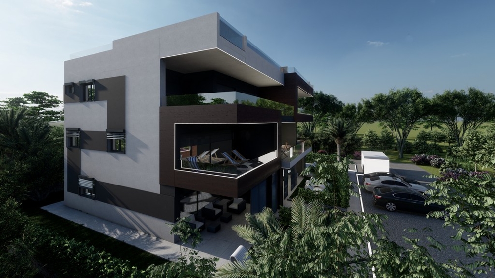 Az új épület 3D-s megjelenítése, amelyben az A2793 apartmanok találhatók.