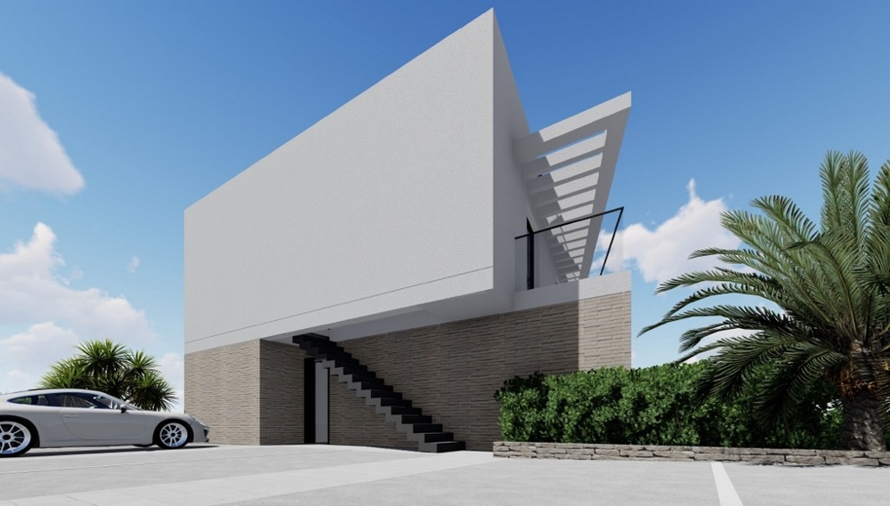 Az A2827-es ingatlan hátsó része, Ciovo-sziget, Horvátország.