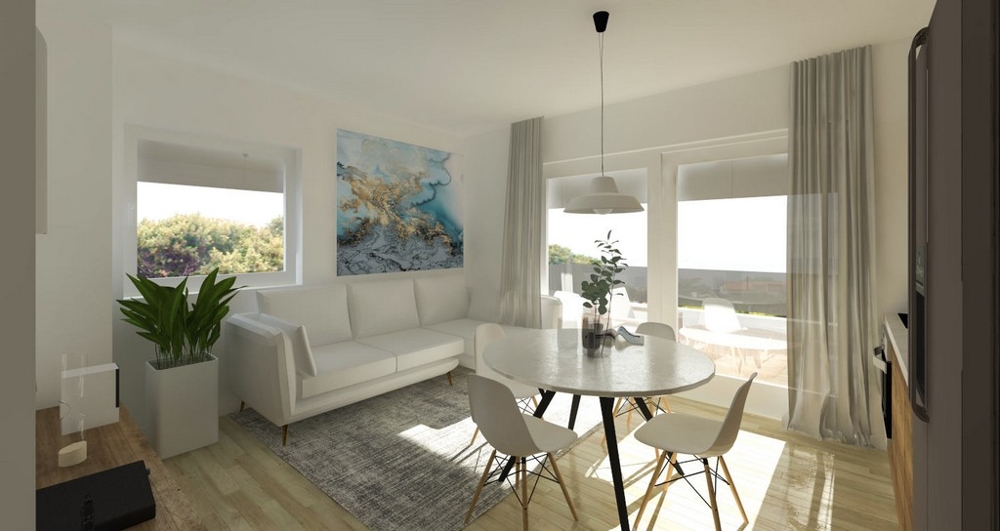 Nappali, kijárattal az erkélyre/teraszra