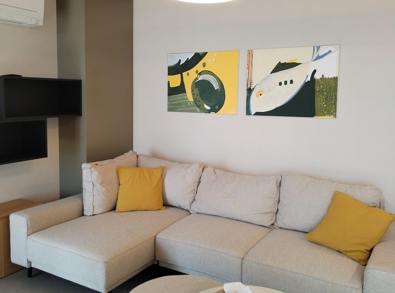 Kilátás a modern kanapéra, ami benne van a vételárban.