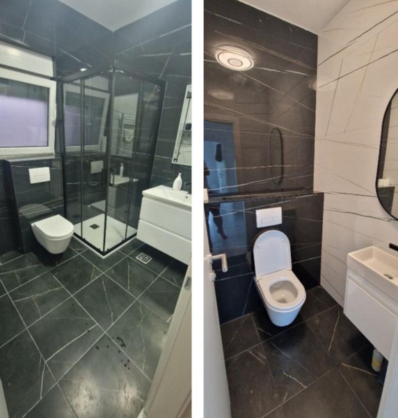 Vásároljon lakást Horvátországban - modern kialakítású fürdőszoba egy új lakásban.