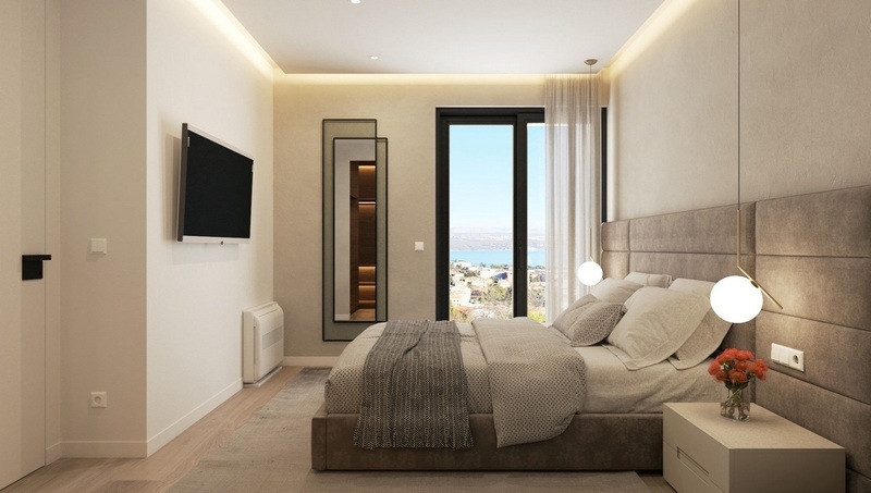 Tengerre néző hálószoba.