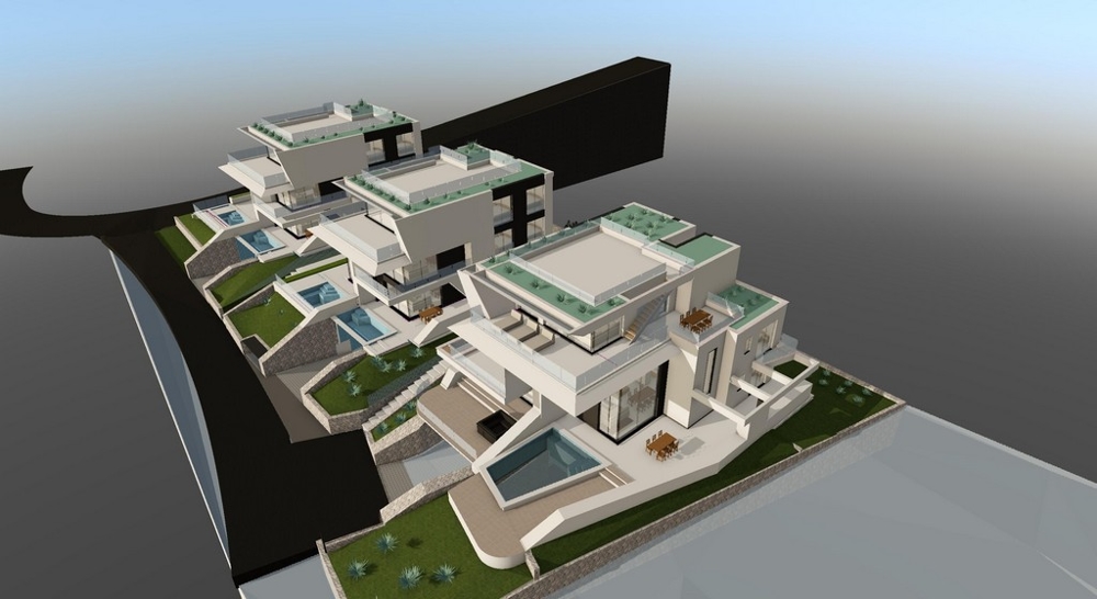 A lakópark vizualizálása medencékkel