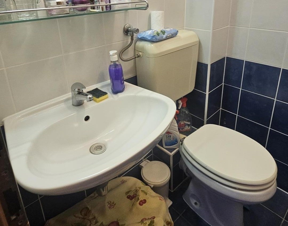 Fürdőszoba mosdóval és WC-vel