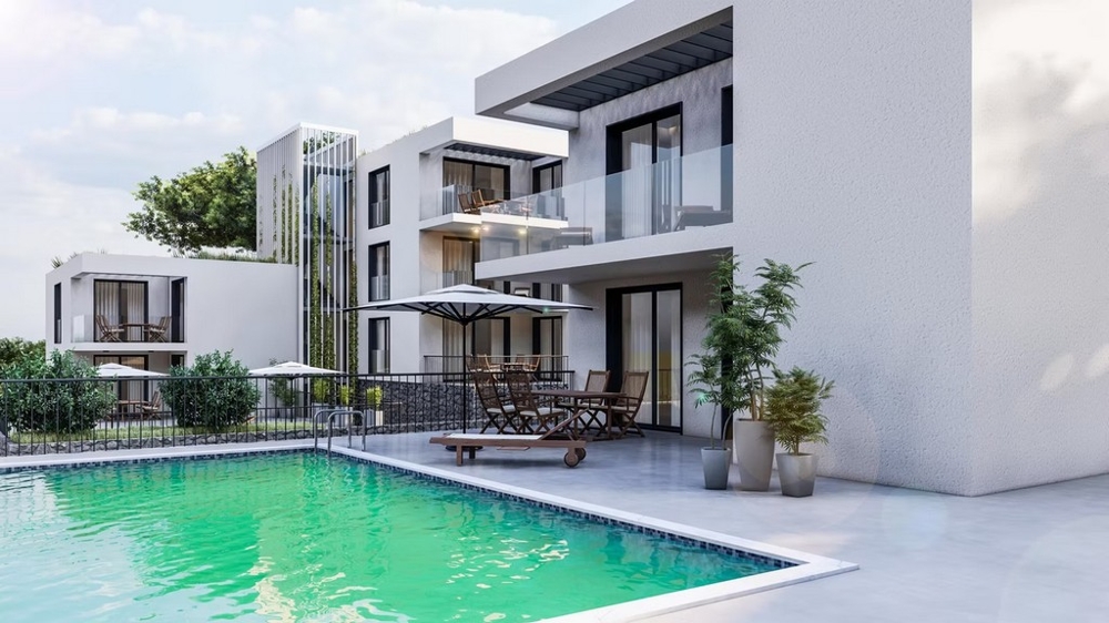 Modern, új apartmanok medencével