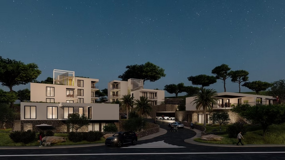 Új építésű lakóház éjszakai kilátással világítással - A3754 Primosten ingatlan