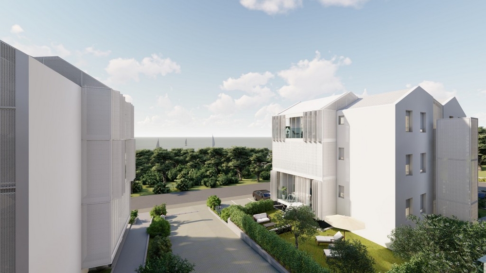 Tengerre néző kilátás az apartmanok felső emeleteiről.