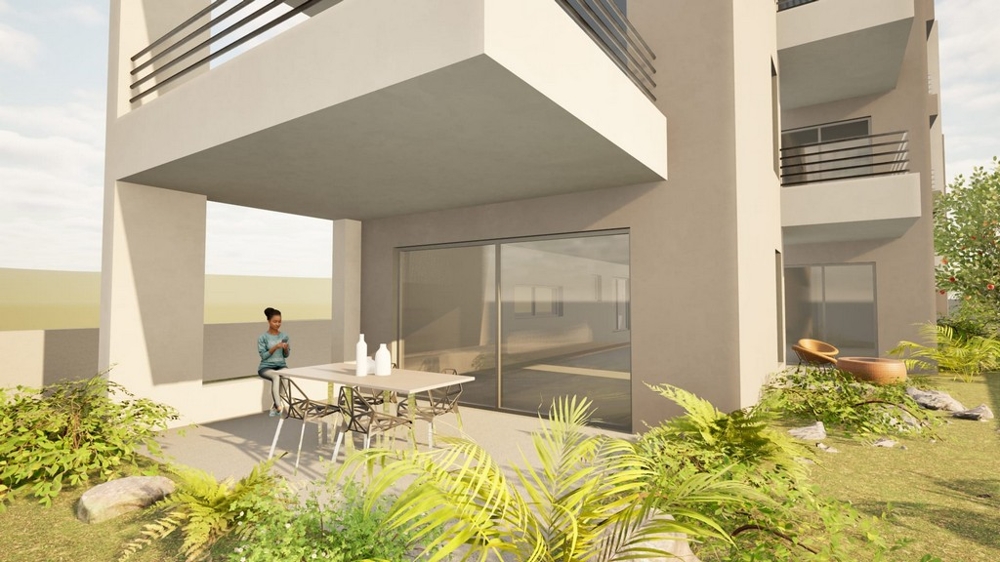 Terasz egy új lakás földszintjén