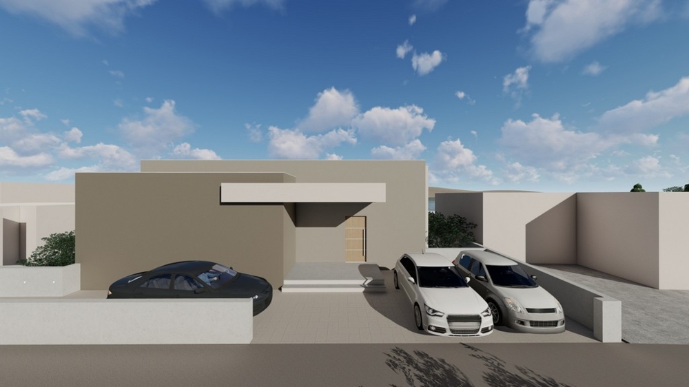 Az ingatlan bejárata, bejárata és parkolóhelyei