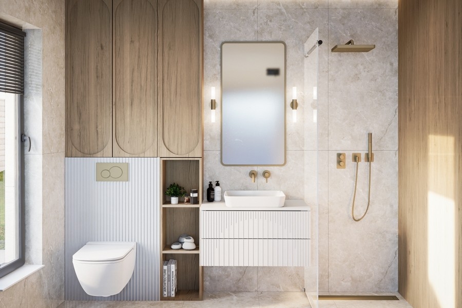 Elegáns fürdőszoba luxus apartmanban