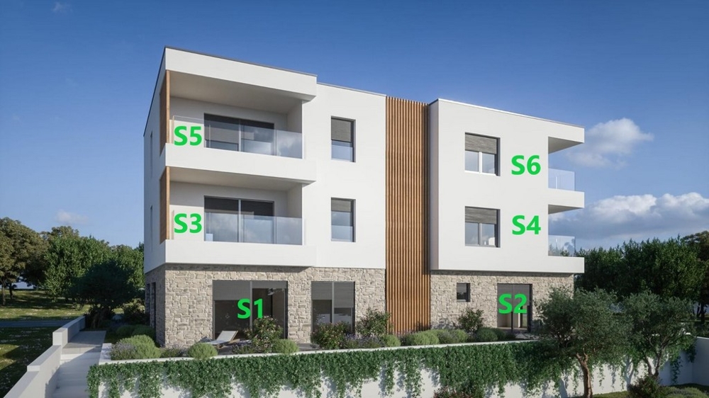 Lakókomplexum S1-S6 apartmanokkal Dalmáciában