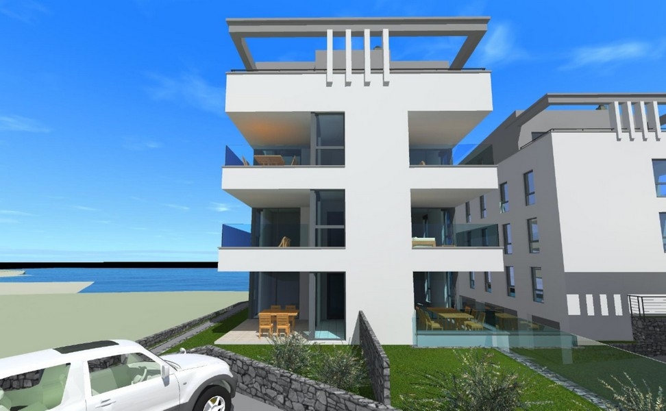 Modern, új apartmanok közvetlenül a tenger mellett, Pag-on