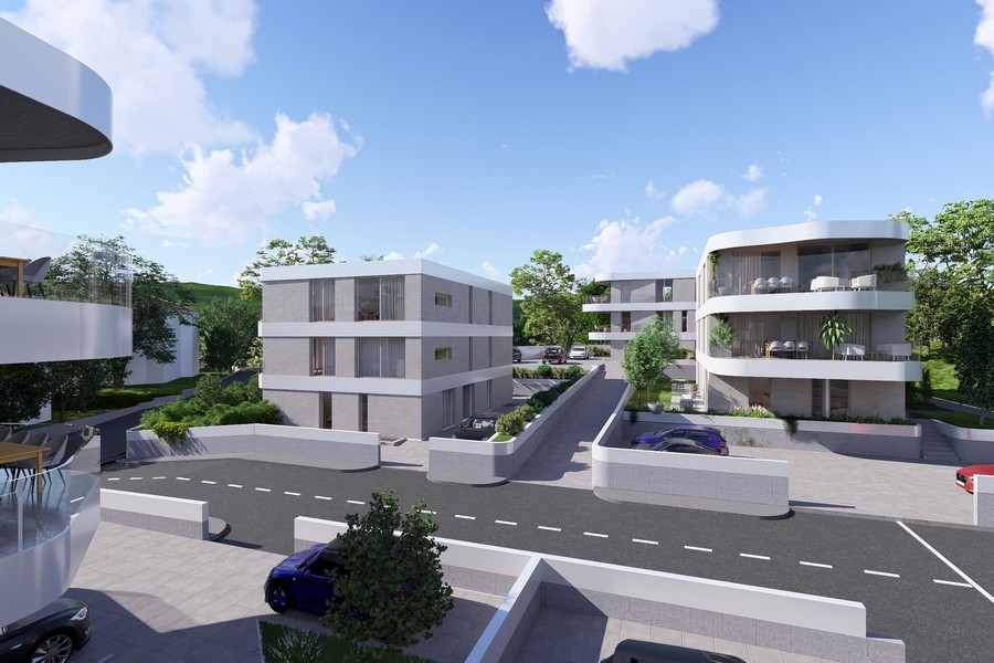 Penthouse eladó Krk-ben, utcai kilátással az épületekre
