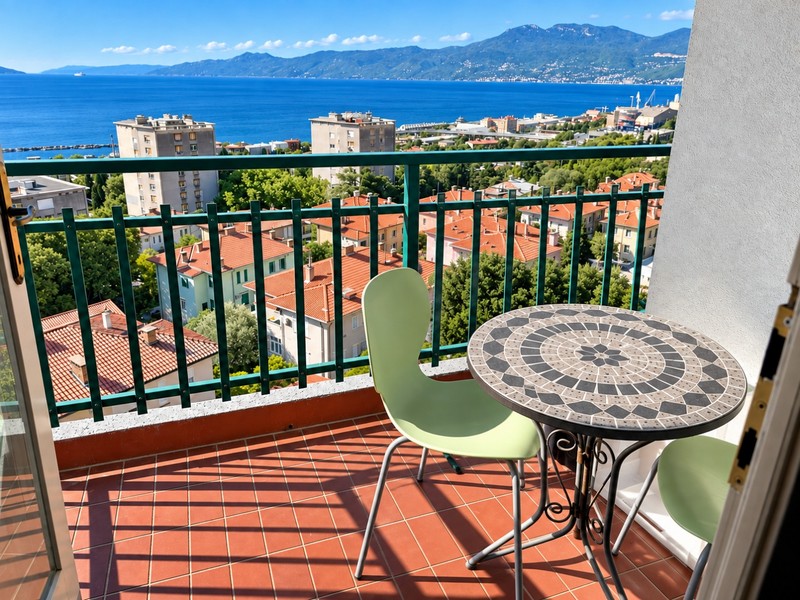 Apartman erkéllyel és kilátással a tengerre Fiuméban