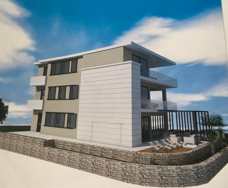 Telek egy villa 3D-s megjelenítésével.