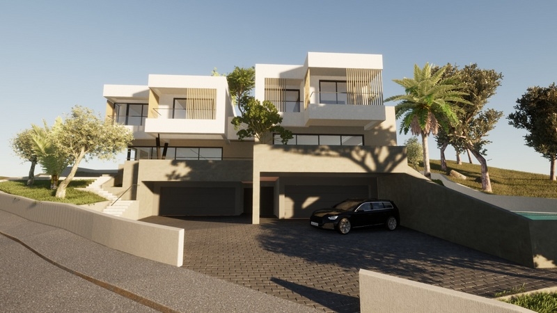 Modern ikerház - új épület a horvátországi Murter szigeten eladó - Panoráma cserkészet.