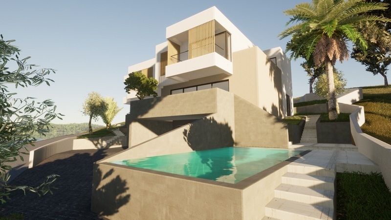 Modern villa medencével a tenger közelében Horvátországban - H1952.