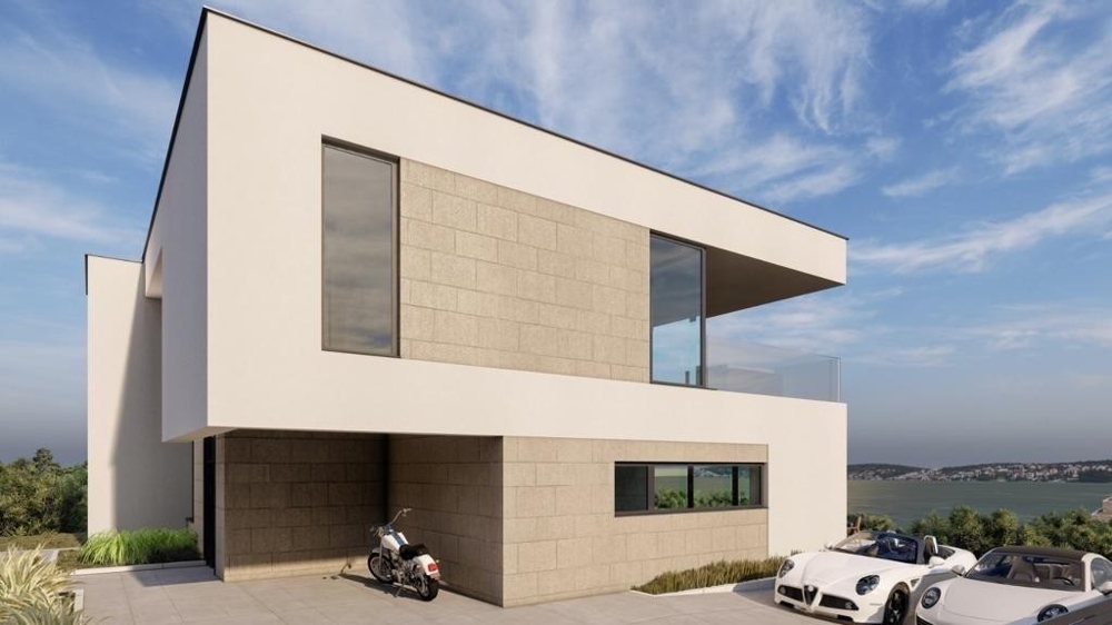 A Villa H2548 hátulja, Horvátország, Krk-sziget.