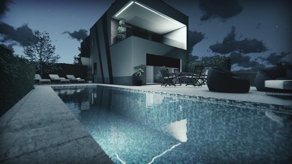 Ikerház medencével