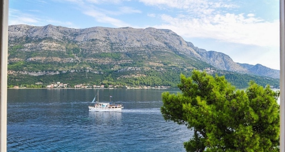 Tengerre néző ingatlan H2688 Korcula szigetén, Dalmácia, Horvátország - Panorama Scoutinig.