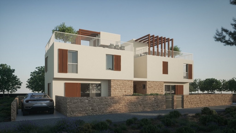 Eladó ikerházak a tenger közelében a horvátországi Tribunjban.