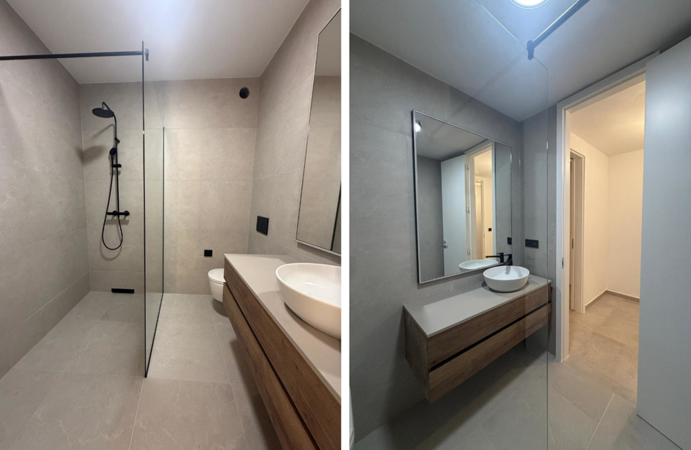 A novaljai Pag-i villa modern fürdőszobája.