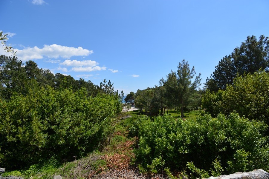 A földszinti teraszról kilátás nyílik a strandra és a tengerre.