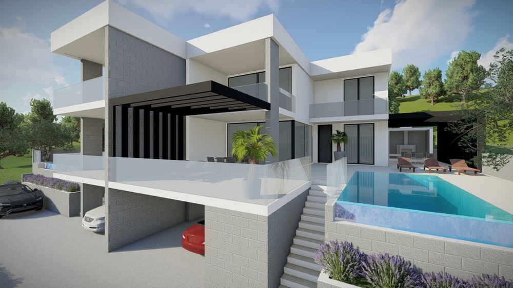 Vásároljon új medencés ikerházat Horvátországban - Panorama Scouting H3037.