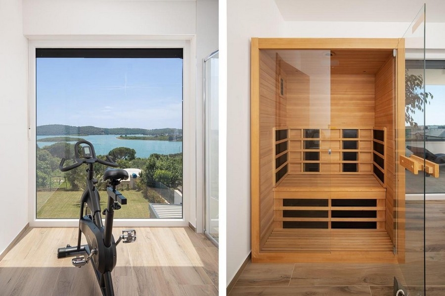 Fitness részleg és szauna a Villa H3414 Horvátországban.