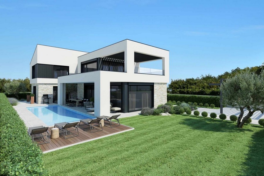 Modern villa medencével - eladó Porec közelében Horvátországban.