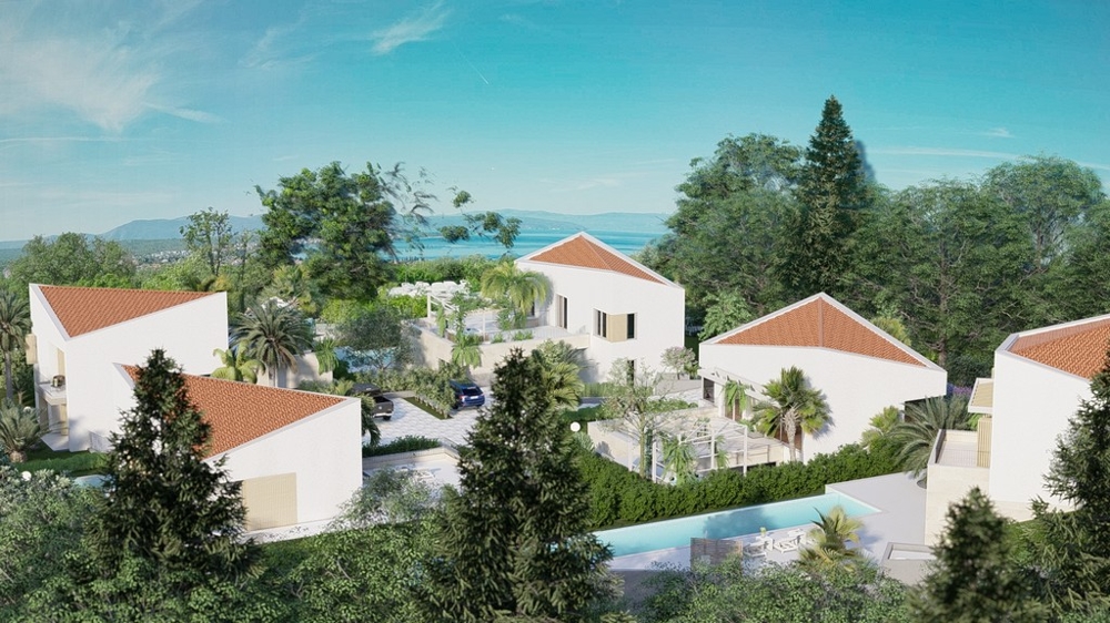 Kilátás a területre a felső villából.