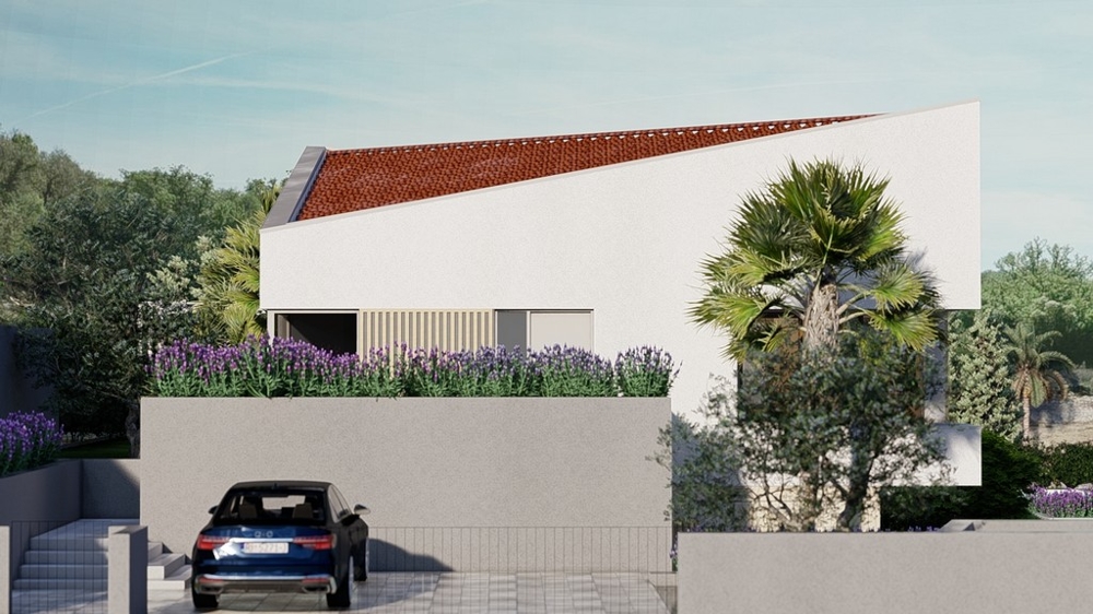 Horvátországban, Krk szigetén eladó H3474 villa hátulja.