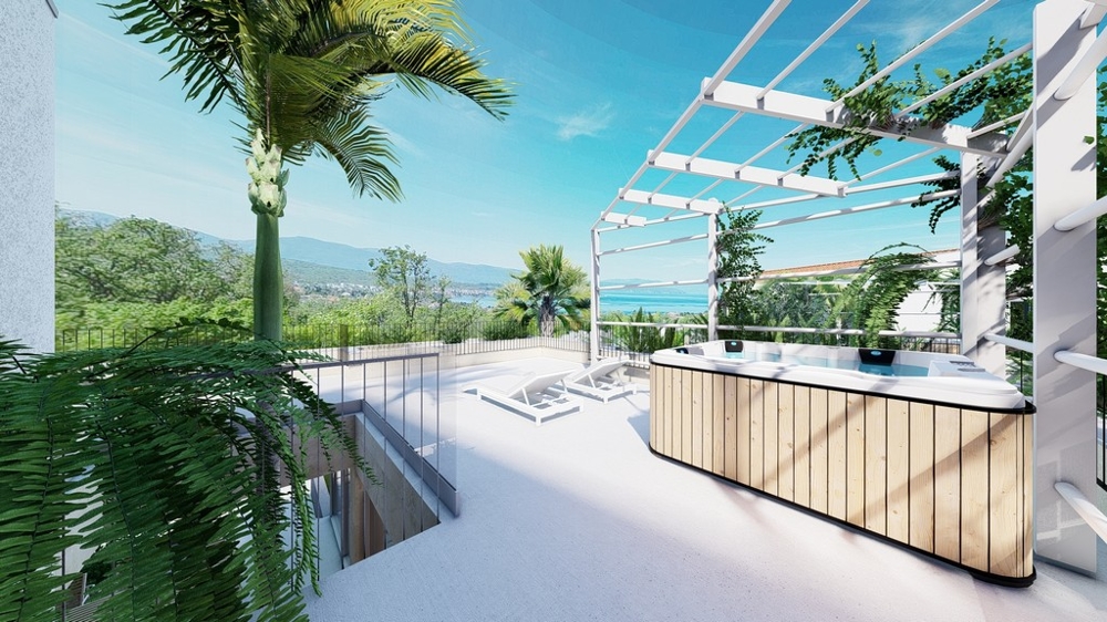 Terasz jakuzzival - Villa H3477 eladó Horvátországban.