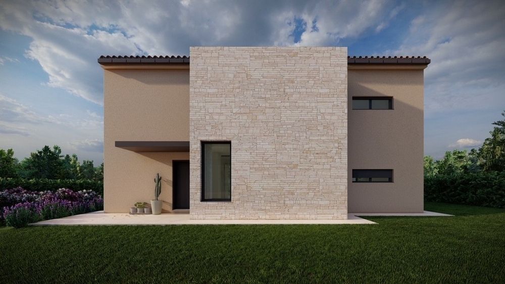 Az isztriai H3578 ingatlan hátulja.