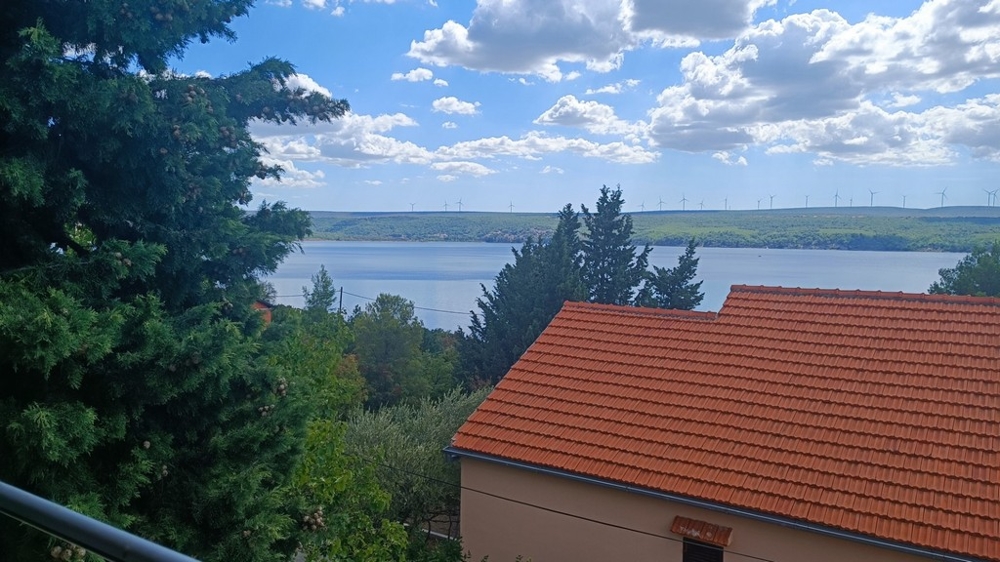 Kilátás a tengerre a fák mögött