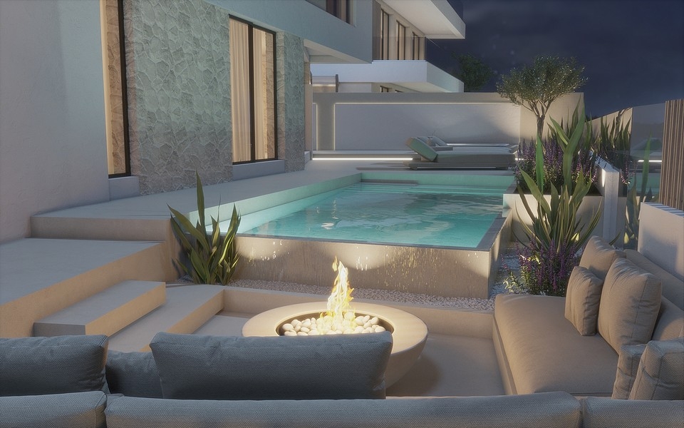 A H3723 ingatlan tűzrakóhelye és ülőhelye.