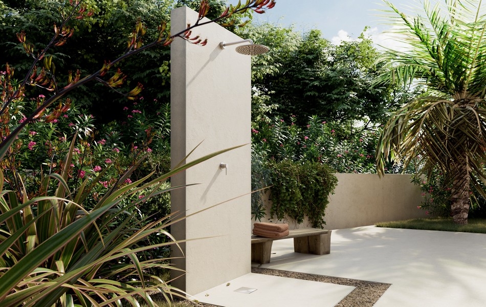 Kültéri zuhanyzó a kertben