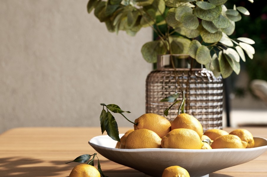Dekoratív citromok a Villa H3797 asztalán