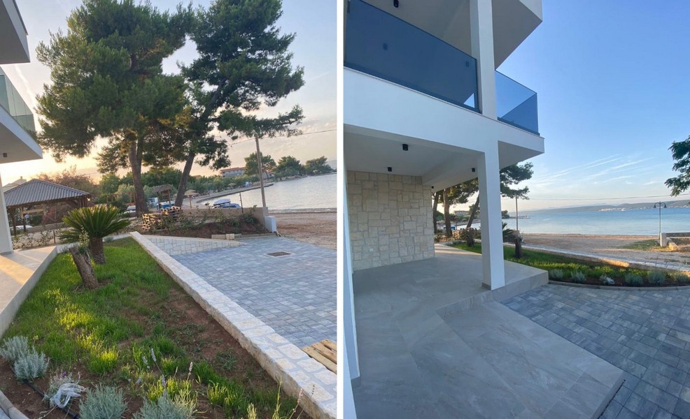 Kertre és tengerre néző.