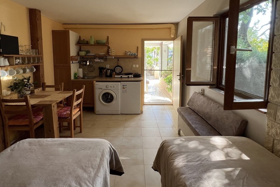 Stúdió konyhasarokkal és hozzáféréssel a szabadtéri területhez