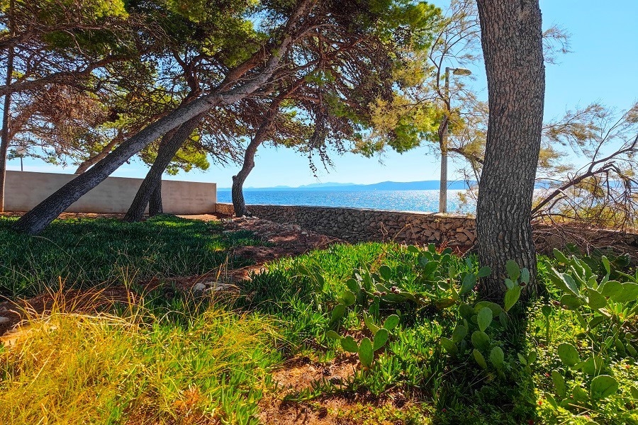 Tengerparti elhelyezkedés sziklás stranddal és kilátással az öbölre