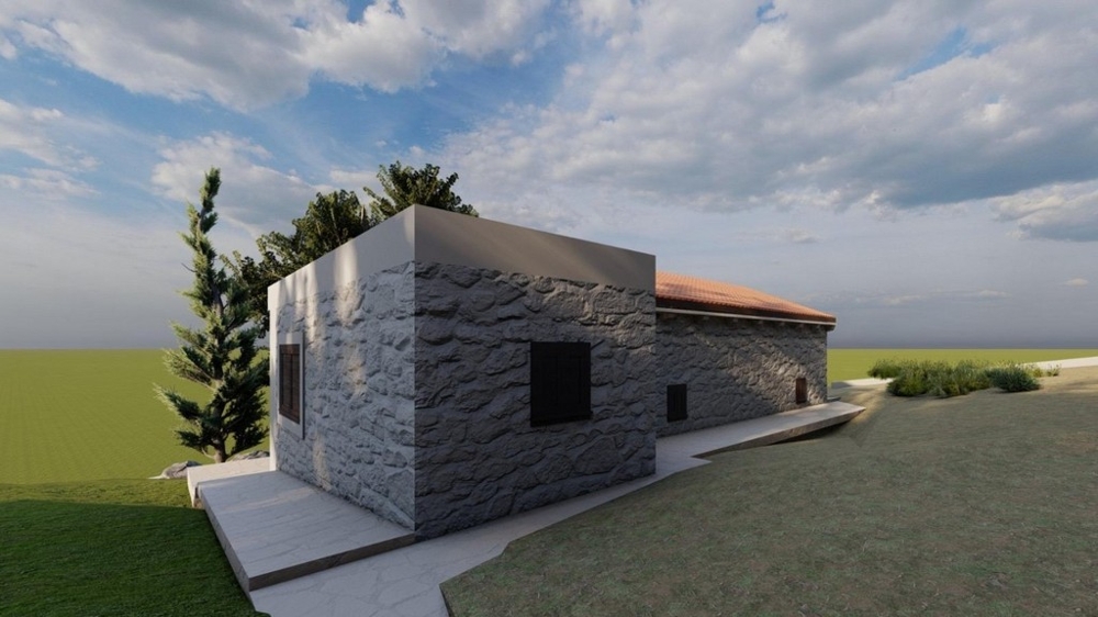 Mediterrán ház új tervezésű homlokzattal és környezettel