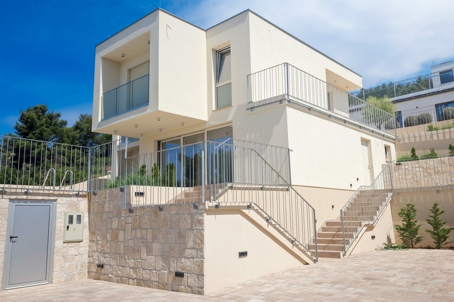 A H3959 villa külső nézete medencével Horvátországban