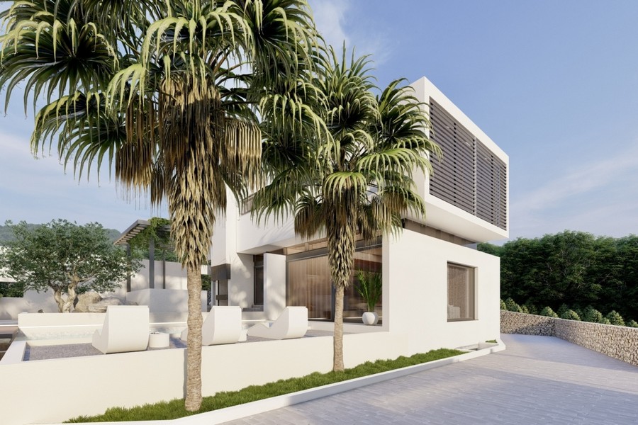 Külső nézet modern új építésű villa Horvátországban