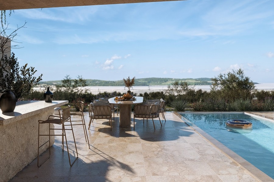 Villa medencével és tengerre néző kilátással a Ciovo szigetén, Trogir közelében