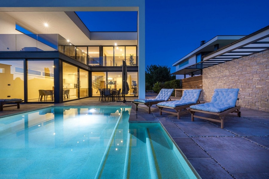 Modern villák tengerre néző kilátással Horvátországban - Krk-sziget - vásárlás - Panoráma cserkészet.